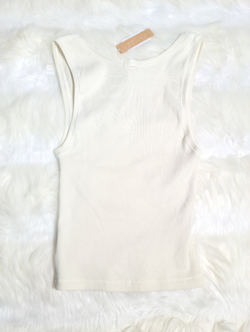 SKIMS Cotton Rib Tank Cream Bone Women XS NEW - Picture 2 of 5